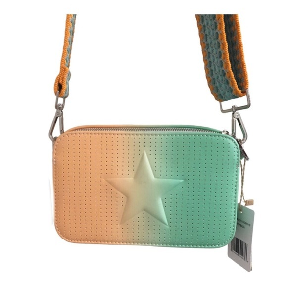 Vintage Havana perforated peach ombre   crochet adjustable strap crossbody bag‎ - Picture 7 of 15